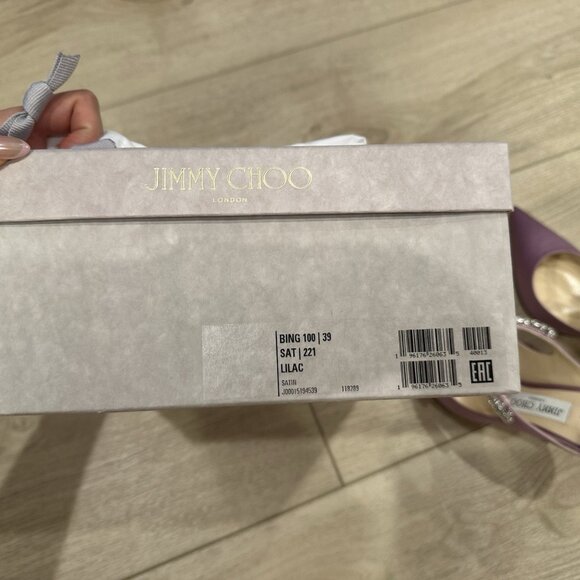 Jimmy Choo Bing 100 Lilac Satin EU 39 US 8.5 Light Purple Crystal Embellishment - Picture 15 of 15